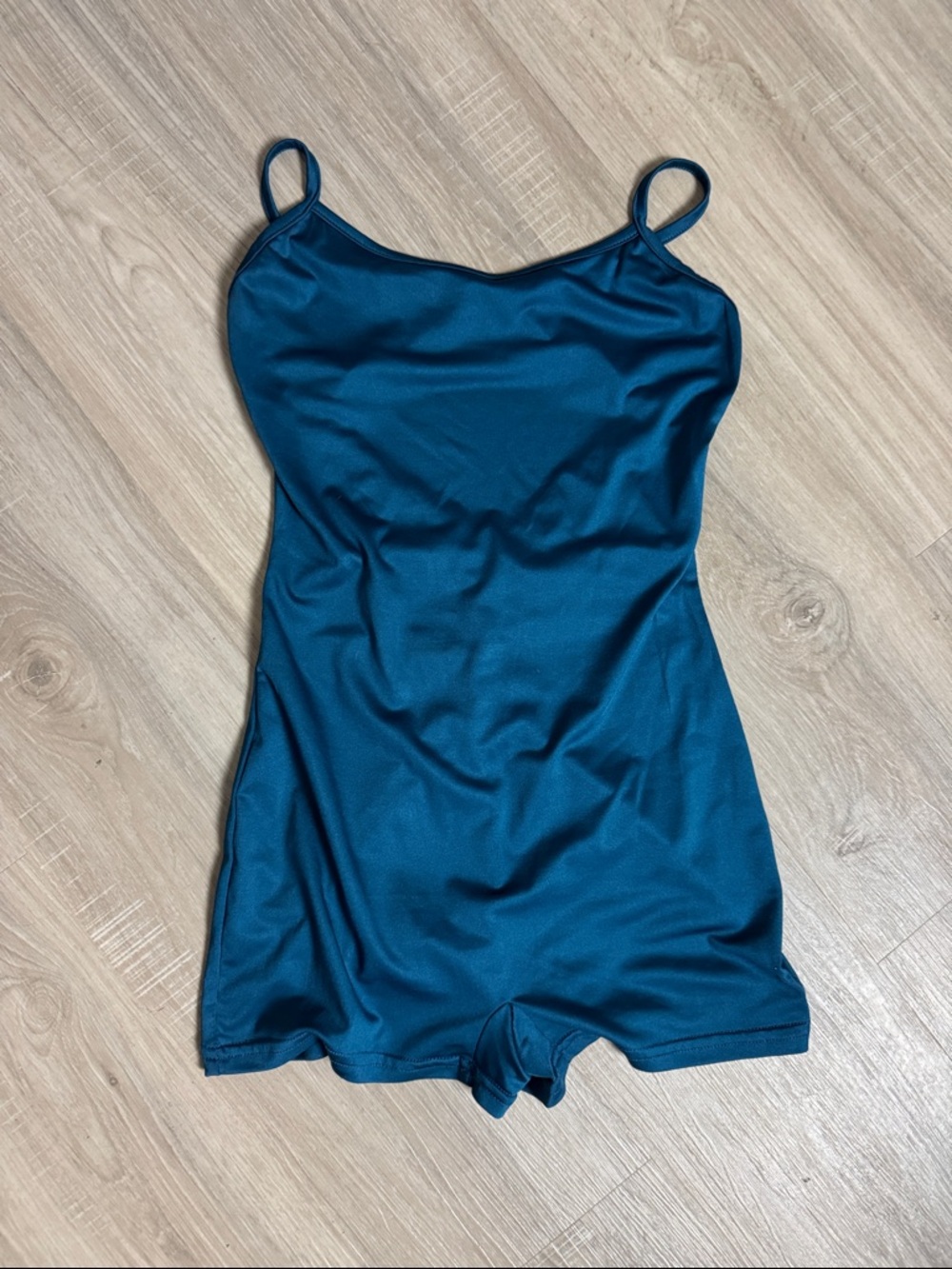 Teal One-Piece Swim Romper SHEIN small